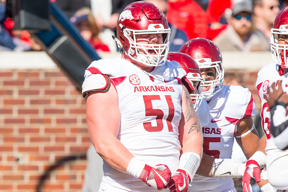 UA Football: Hogs battle elements in practice