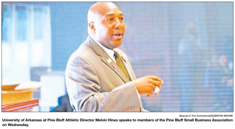 UAPB Athletic Director Melvin Hines delivers message at PBSBA meeting