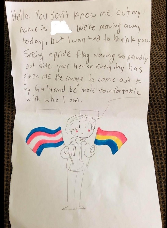 Texas couple receives heartfelt note for flying LGBTQ flag