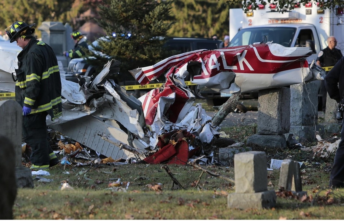 Small plane crashes into Massachusetts cemetery after frantic last moments