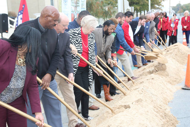 Streetscape project kicks off with symbolic ground breaking downtown