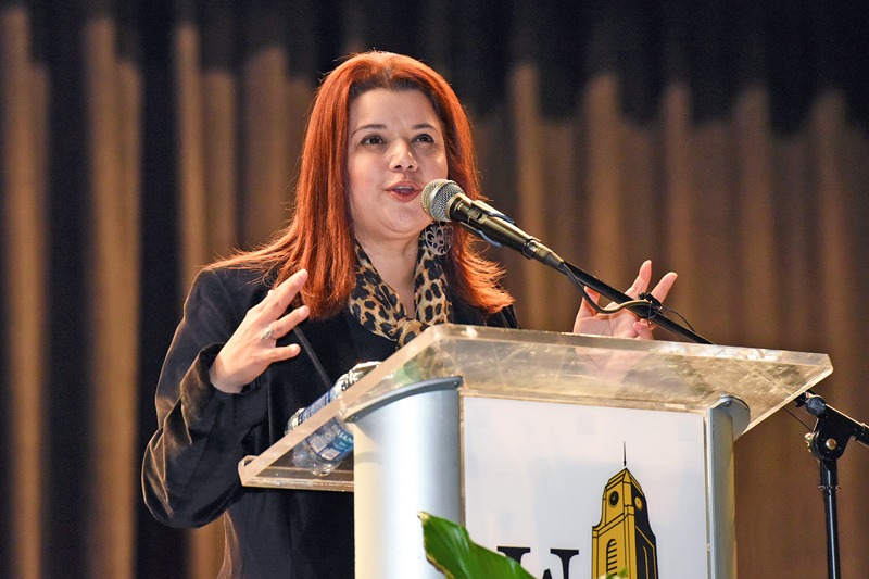 Navarro gives spirited speech at UAPB Thursday