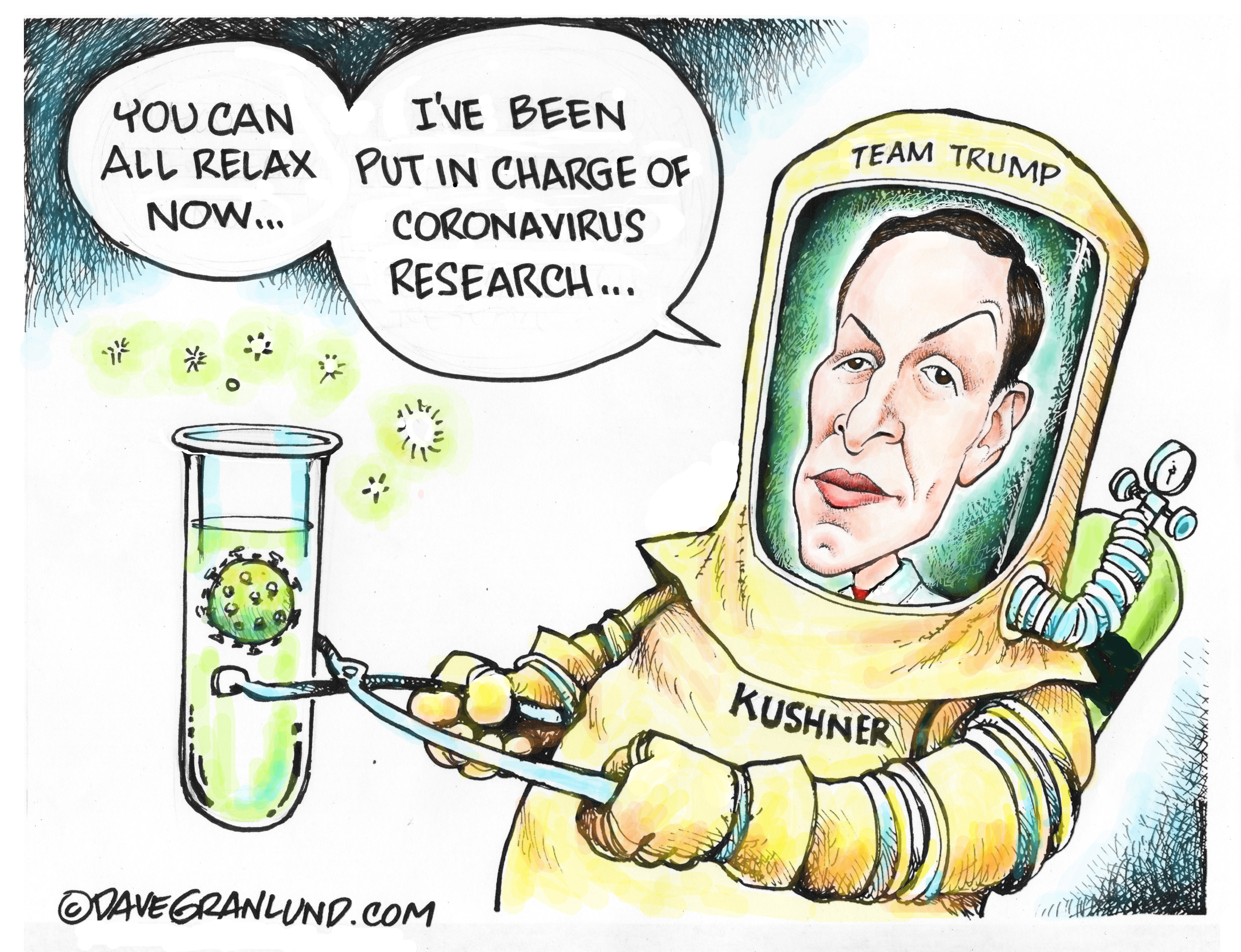 Granlund cartoon: Jared Kushner COVID-19 research
