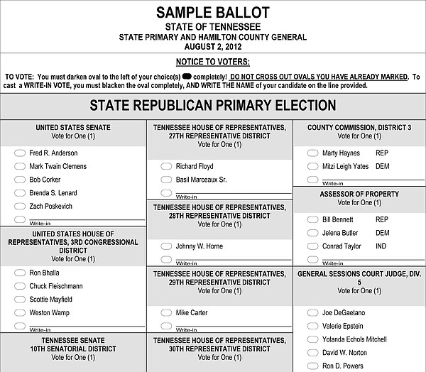 Sample Republican ballot | Chattanooga Times Free Press