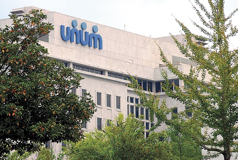 Staff Photo by John Rawlston
The Unum Group headquarters building is located on a hill overlooking downtown Chattanooga.