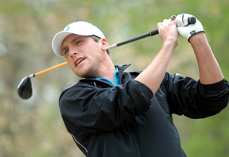 Staff Photo by John Rawlston/Chattanooga Times Free Press
Former UTC golfer Derek Rende hits a tee shot as he plays a practice round at the Honors Course in 2010.