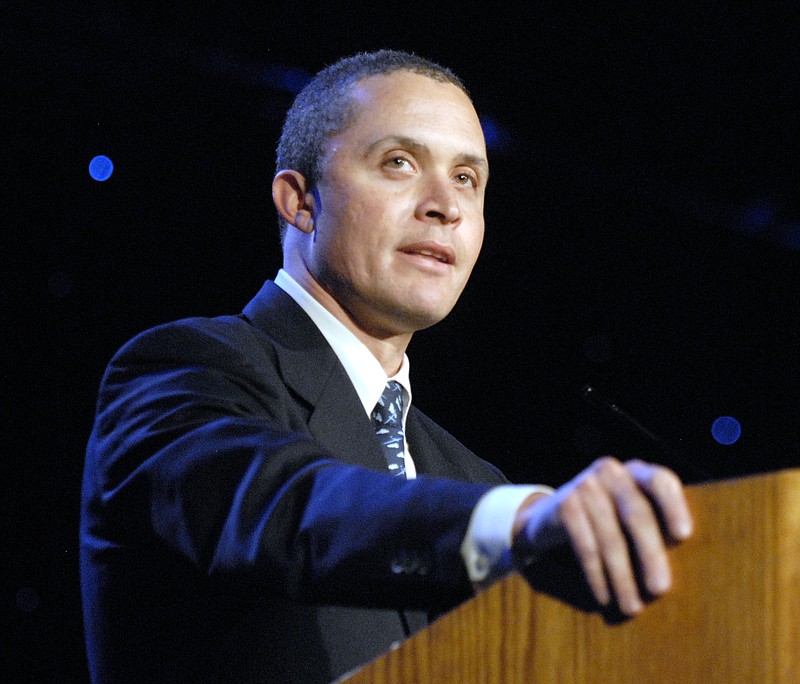 Former Rep. Harold Ford, Jr. addresses a meeting of the New York State Association of Black and Puerto Rican Legislators in Albany, N.Y., Sunday, Feb. 14, 2010. (AP Photo/Tim Roske)