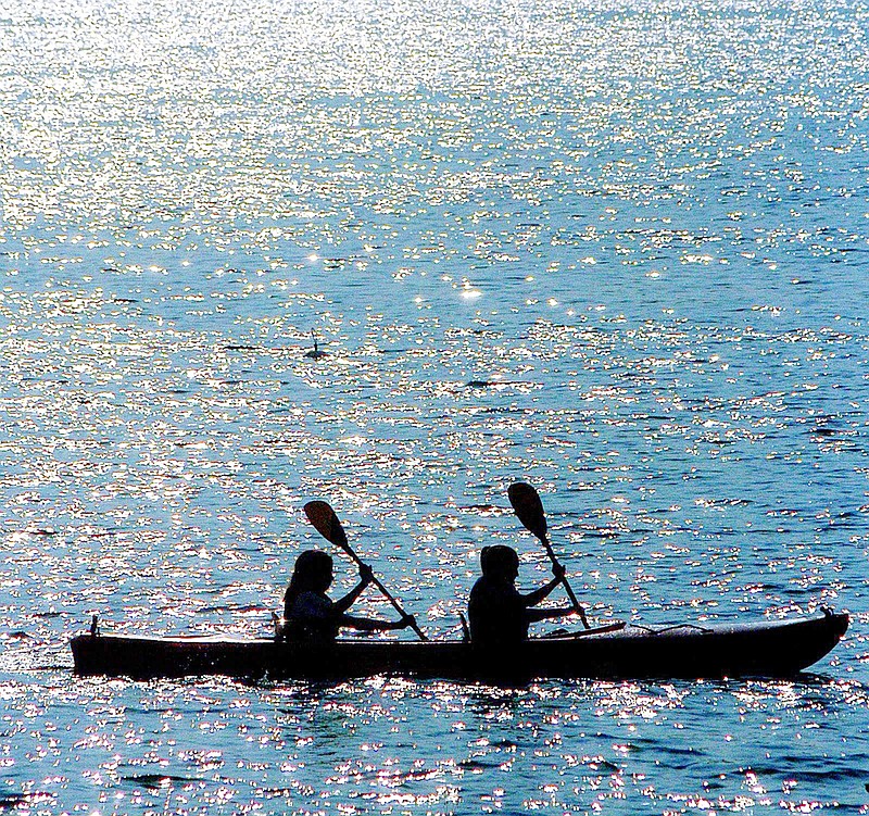 Two kayakers paddle along the shoreline of Lake Lanier near Gainesville, Ga., in this June 2005 photo. Georgia claims the federal government is draining too much water from the major reservoirs along the Chattahoochee River, including Lake Lanier, to protect endangered species downstream in Florida, and if changes aren't made soon lake levels will reach all-time lows in the summer of 2006, leading to water shortages and other problems, according to government documents obtained by The Associated Press. (AP Photo/The Times, Scott Rogers)