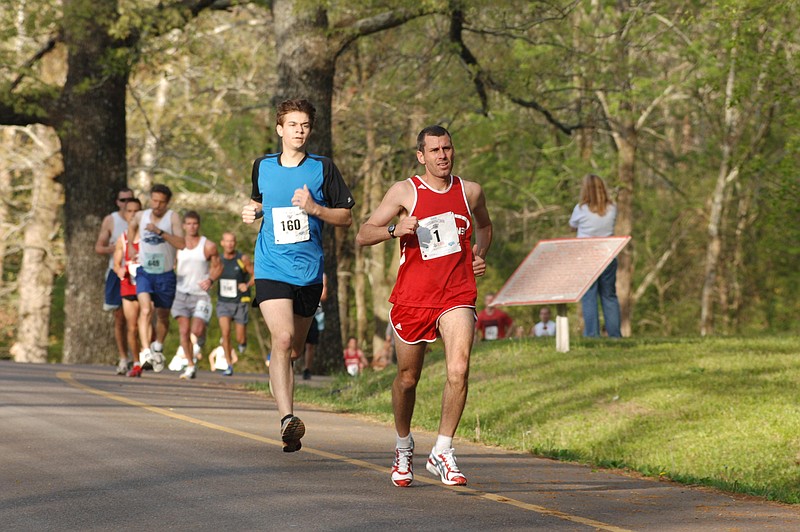 Tim Ensign wins the 2010 Chickamauga Chase 15-kilometer road race through Chickamauga Battlefield in this file photo.
