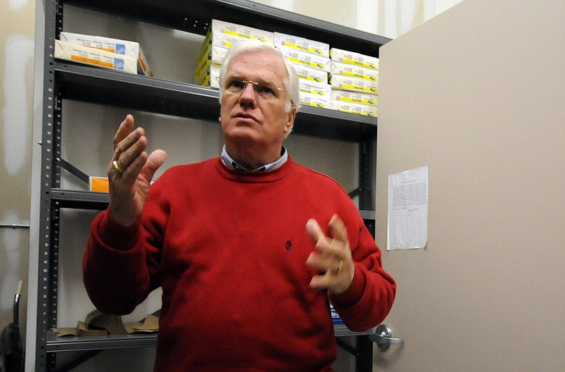 Hamilton County Trustee Bill Hullander talks in the stock room of the Trustee's satellite office in the Bonny Oaks Industrial Park in this file photo.