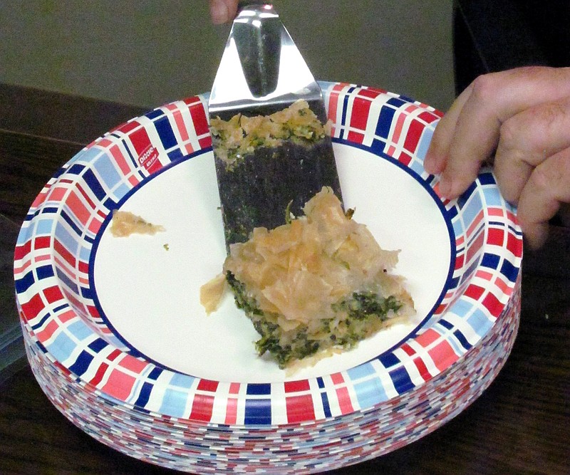 Spanakopita, a Greek spinach pie, was cooked by Rhea County culinary expert Richard Daugherty at the Clyde W. Roddy Library on Tuesday afternoon.