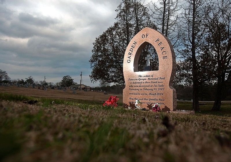 Pictured is the memorial for the unidentified remains collected from the Tri-State Crematory. The memorial resides in the Tennessee-Georgia Memorial Park. This February will mark the 10-year anniversary of the discovery of hundreds of bodies at the Tri-State Crematory in Noble, Georgia.