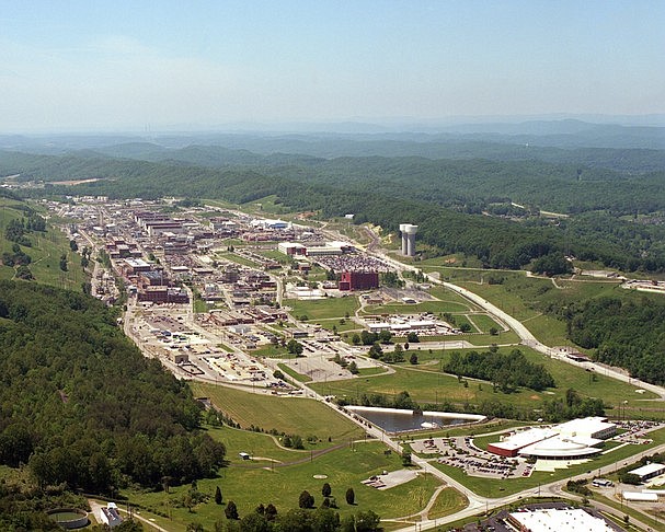 Aerial photograph of the Y-12 nuclear weapons plant in Oak Ridge.