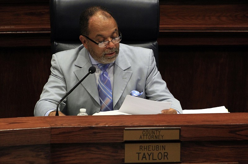 County attorney Rheubin Taylor initiates voting during a Hamilton County Commission meeting in this file photo.