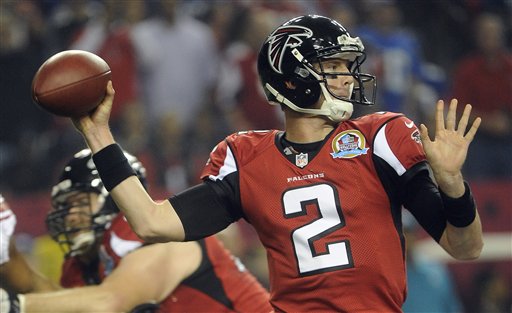 Atlanta Falcons Matt Ryan throws a pass in the first quarter against the  New York Giants in the NFC Wild Card Game at MetLife Stadium in East  Rutherford, New Jersey on January