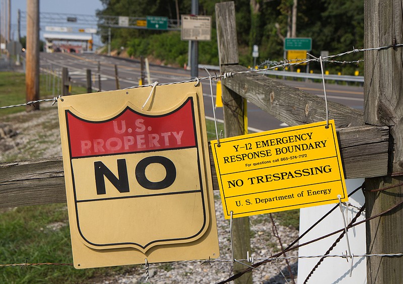 Signs warn against trespassing onto the Y-12 National Security Complex in Oak Ridge. 