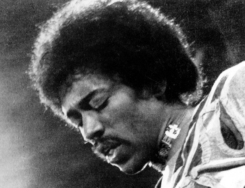 Jimi Hendrix performs on the Isle of Wight in England in 1970.