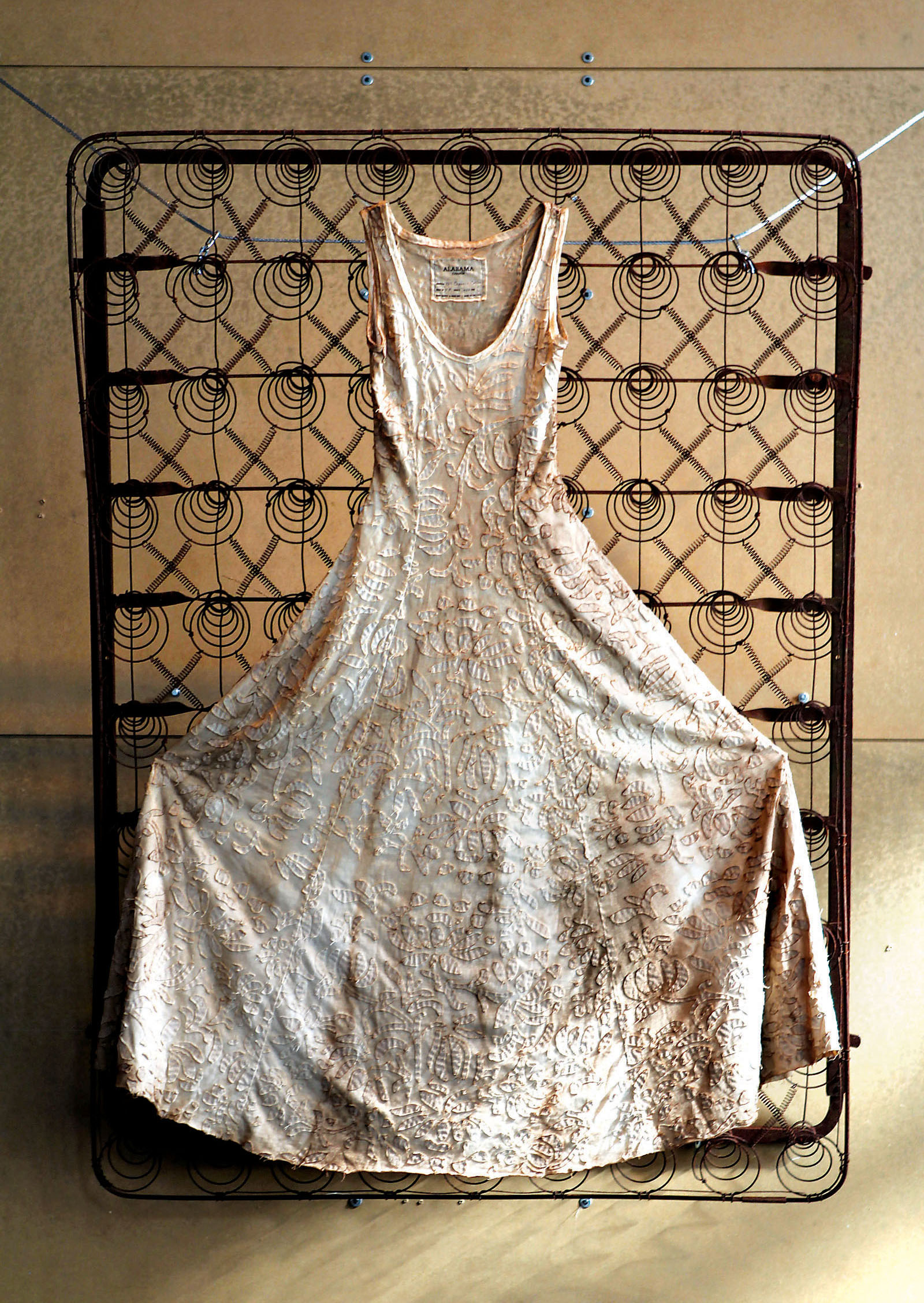 chinese dress ladies Project Alabama 2000s Incredible Hand Crafted Faces Dress, Rare main image 1