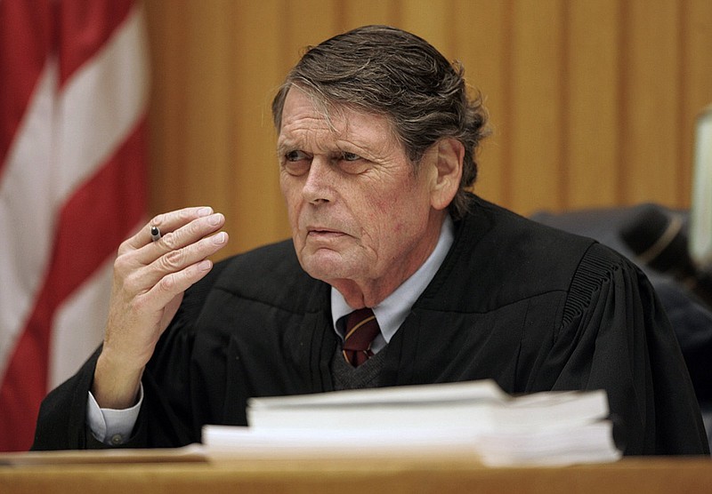 Former Criminal Court Judge Richard Baumgartner is shown in his courtroom in Knoxville.