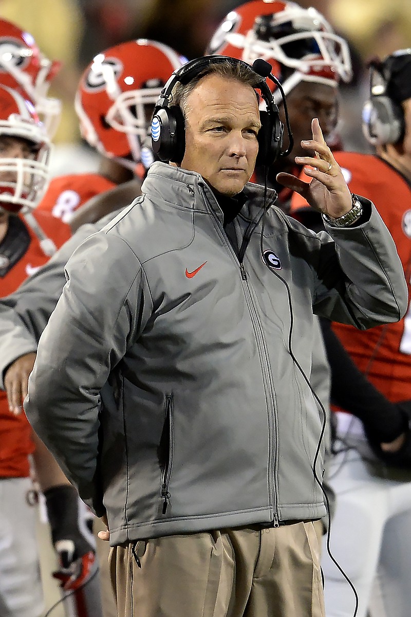 Georgia head coach Mark Richt watches from the sidelines.