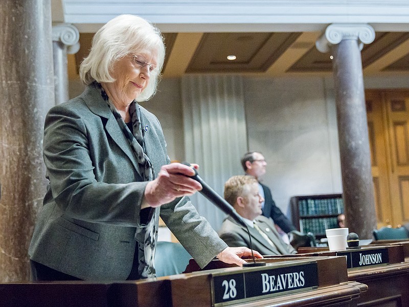 Sen. Mae Beavers, R-Mount Juliet, concludes remarks on the Senate floor in Nashville on Wednesday. Beavers' proposal calling for the popular election of the state's attorney general fell short of the votes needed to pass the upper chamber.