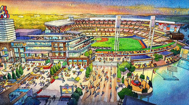 Rendering of the new Atlanta Braves stadium.