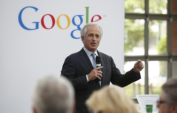 U.S. Sen. Bob Corker speaks to small business owners, in this file photo, during an event to help small businesses grow their online presence. The event was held by Google at Miller Plaza in downtown Chattanooga in this file photo.