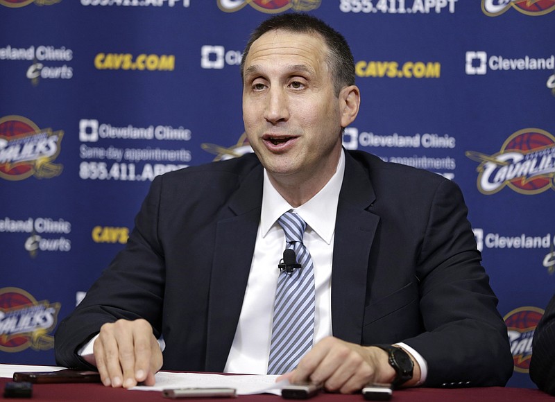 
              Cleveland Cavaliers new head coach David Blatt speaks to the media during a news conference Wednesday, June 25, 2014, in Independence, Ohio. Blatt spent the past two decades coaching in Israel, where he built a reputation as one of the international game’s top coaches. (AP Photo/Tony Dejak)
            