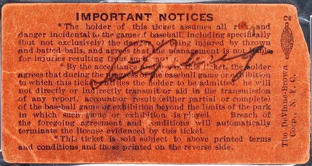 
              This is an undated photo provided by Heritage Auctions of a Yankee Stadium ticket stub signed by Lou Gehrig on July 4, 1939, the day he retired from baseball. Gehrig, who played first base for the New York Yankees for 17 seasons, was dying of amyotrophic lateral sclerosis (ALS), referred to today as Lou Gehrig’s disease. The ticket stud will be auctioned by Heritage Auctions on Aug. 1, 2014 in Cleveland. Heritage Auctions says more than 60,000 tickets were sold that day and only two are known to have survived. Of the two, only the mezzanine box ticket was signed by Gehrig. It's estimated to bring over $100,000.   (AP Photo/Heritage Auctions)
            