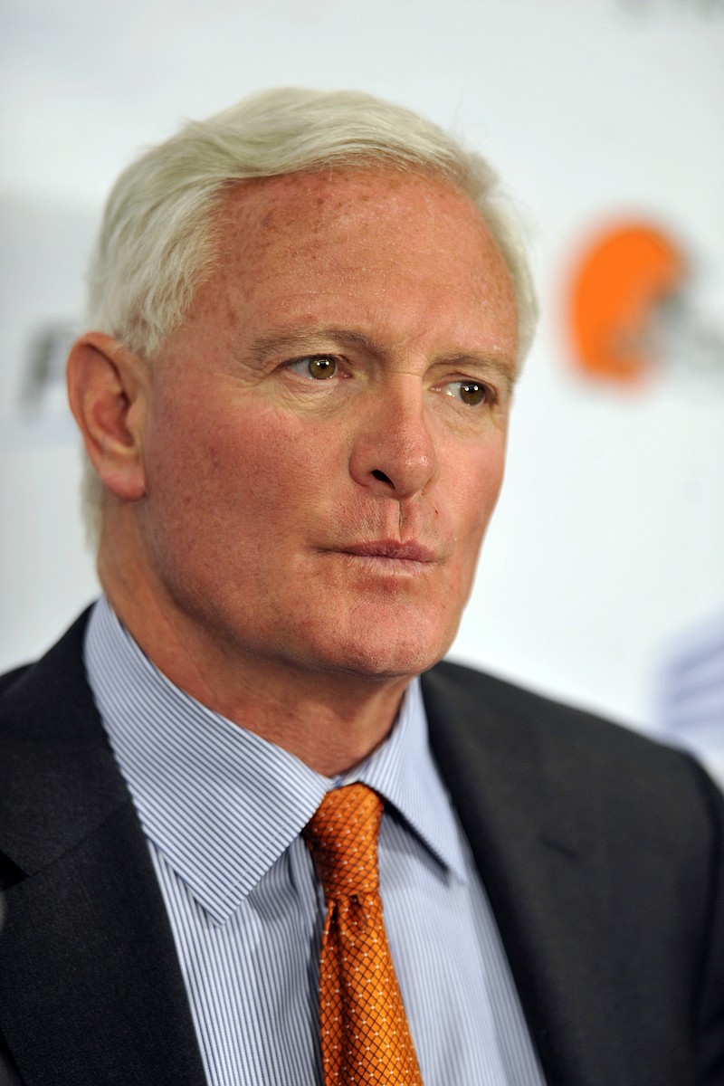 
              File- This May 29, 2013, file photo shows Cleveland Browns owner Jimmy Haslam during a news conference in Cleveland. Authorities say the truck-stop company owned by Jimmy Haslam and Tennessee Gov. Bill Haslam has agreed to pay $92 million in fines for cheating customers out of promised rebates and discounts. The agreement was signed by attorneys for the nation's largest diesel retailer Friday. The agreement does not protect any individual at Pilot from prosecution and requires the company to cooperate with an ongoing investigation of current and former employees. Haslam has said he was unaware of the scheme. Tenn. Gov. Bill Haslam is not involved in Pilot's day-to-day operations. (AP Photo/David Richard, File)
            