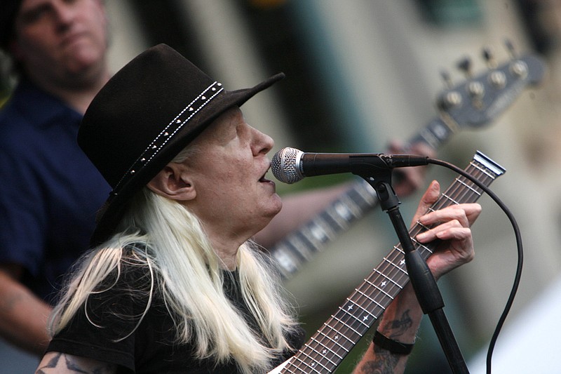 
              FILE - In this Friday, June 19, 2009 file photo, Johnny Winter plays during the Canton Blues Festival 2009 in downtown Canton, Ohio. Texas blues icon Johnny Winter, who rose to fame in the late 1960s and '70s with his energetic performances and recordings that included producing his childhood hero Muddy Waters, died in Zurich, Switzerland on Wednesday, July 16, 2014. He was 70. (AP Photo/The Repository, Bob Rossiter) MANDATORY CREDIT
            