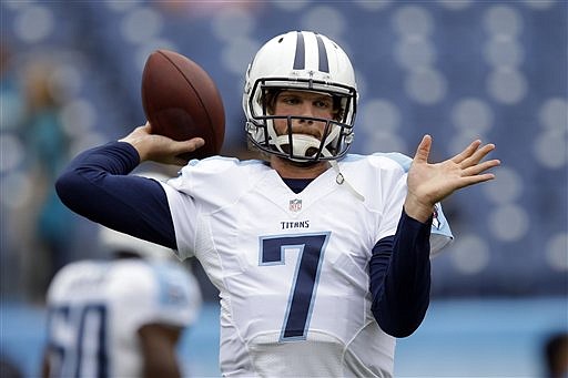Tennessee Titans quarterback Zach Mettenberger warms up before a his game against the Jacksonville Jaguars in Nashville in this Oct. 12, 2014, photo.