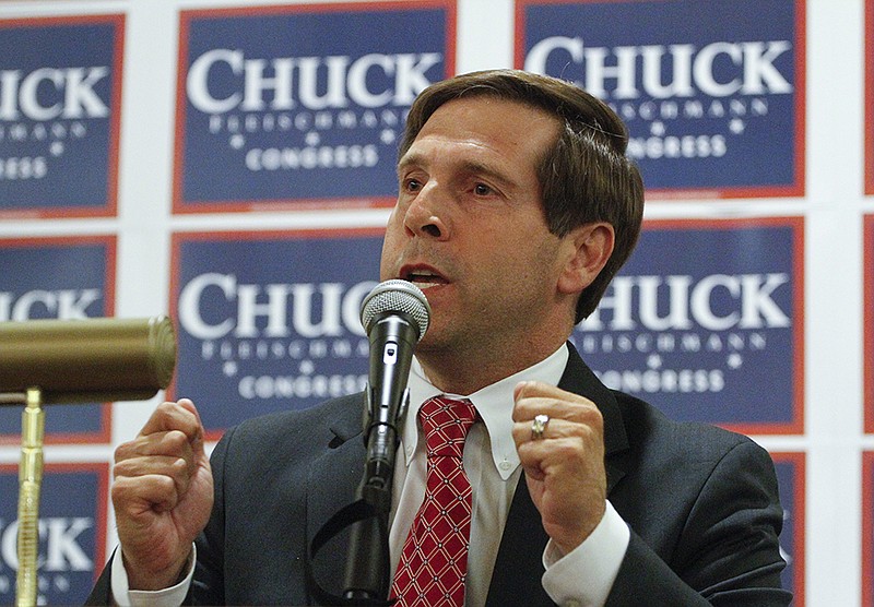 U.S. Rep. Chuck Fleischmann speaks to his supporters after winning the race for the 3rd Congressional District in this file photo.