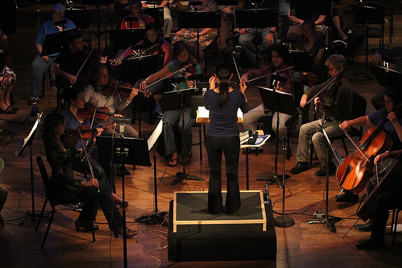 Kayoko Dan conducts a Chattanooga Symphony Orchestra rehearsal at the Tivoli Theater in Chattanooga.