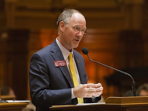 State Rep. Allen Peake, R-Macon, speaks on behalf of his bill that would legalize medical marijuana in Georgia for patients with certain illnesses, in Atlanta in this March 3, 2014, file photo.