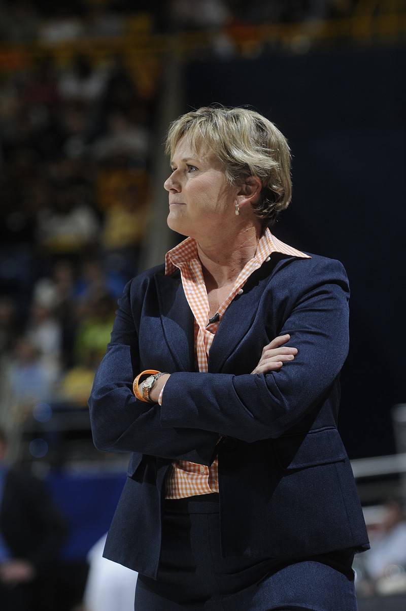 University of Tennessee at Knoxville coach Holly Warlick watches the game against The University of Tennessee at Chattanooga Friday, November 9, 2012 at McKenzie Arena in Chattanooga, Tenn.