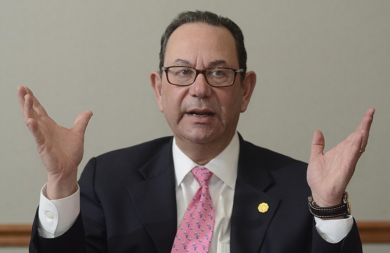 Erlanger President and CEO Kevin Spiegel speaks with members of the Chattanooga Times Free Press editorial board.