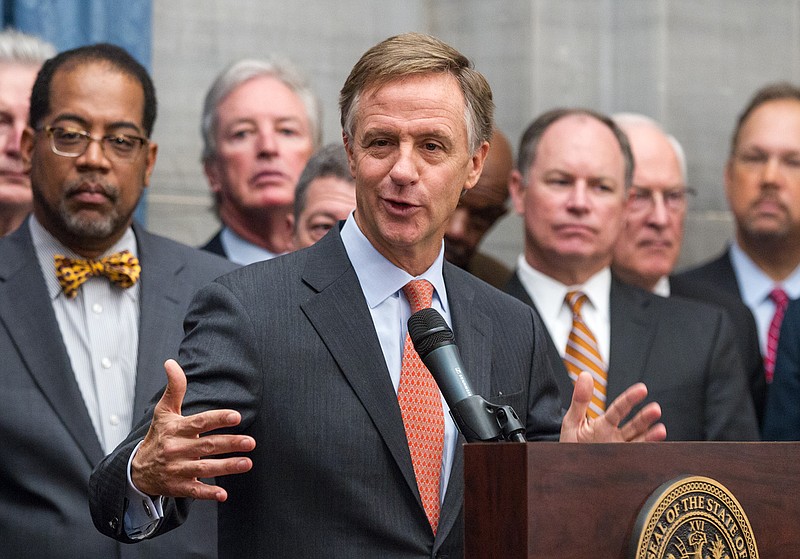 Gov. Bill Haslam announces his proposal to expand Medicaid in Tennessee during a news conference at the state Capitol in Nashville on Monday. The Republican governor said he will call the state Legislature into special session to take up the proposal that would make Tennessee the 28th state plus Washington, D.C., to expand Medicaid under President Barack Obama's health care law.