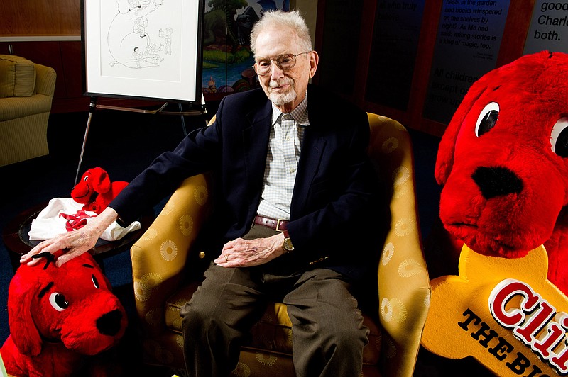 
              FILE - In this May 4, 2011 file photo, author and cartoonist Norman Bridwell poses for a portrait at Scholastic headquarters in New York. Bridwell, creator of the popular “Clifford the Big Red Dog” series of children’s books turned into a PBS TV show, died Friday, Dec. 12, 2014, on Martha’s Vinyard in Massachusetts. He was 86. (AP Photo/Charles Sykes, File)
            