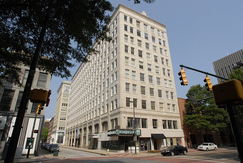 The Chattanooga Bank Building is located at the corner of Eighth and Market Streets in downtown Chattanooga.