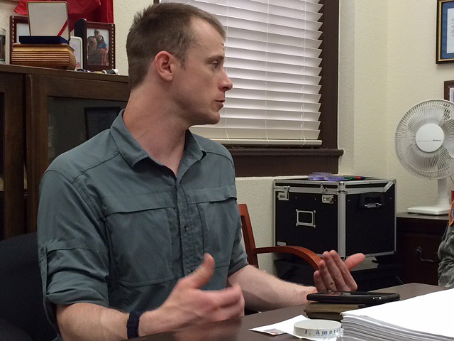 
              FILE - In this Aug. 2014 file photo provided by Eugene R. Fidell, Sgt. Bowe Bergdahl prepares to be interviewed by Army investigators. U.S. officials have finished an investigation into how and why Army Sgt. Bowe Bergdahl (boh BURG'-dahl) disappeared from his base in Afghanistan. Bergdahl was held captive for five years by the Taliban.  (AP Photo/Eugene R. Fidell, File) MANDATORY CREDIT
            
