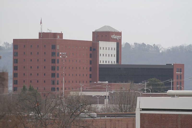 Erlanger Hospital is seen from UTC's new library's in this Dec. 9, 2014, photo in Chattanooga.