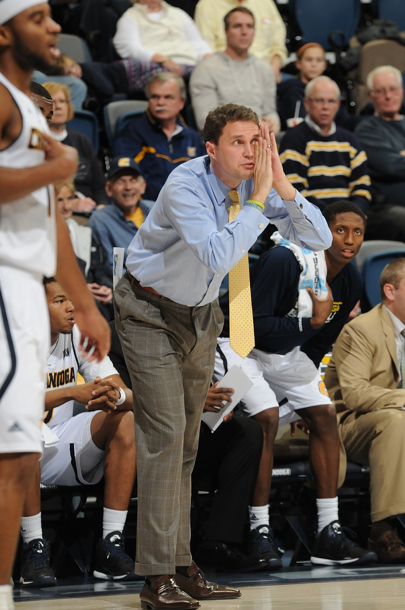 UTC men's basketball coach Will Wade watches his team perform in this file photo.