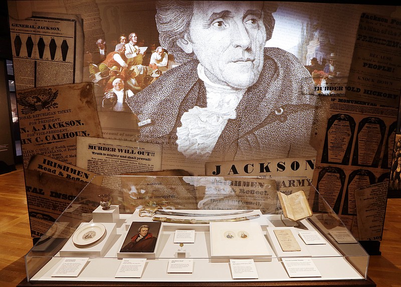 
              In this Jan. 7, 2015 photo, items belonging to President Andrew Jackson are displayed in the new “Andrew Jackson, Born for a Storm” exhibit in Hermitage, Tenn. The exhibit  coincides with the 200th anniversary of the Battle of New Orleans, in which Jackson won a brilliant victory against the British in the War of 1812. (AP Photo/Mark Humphrey)
            