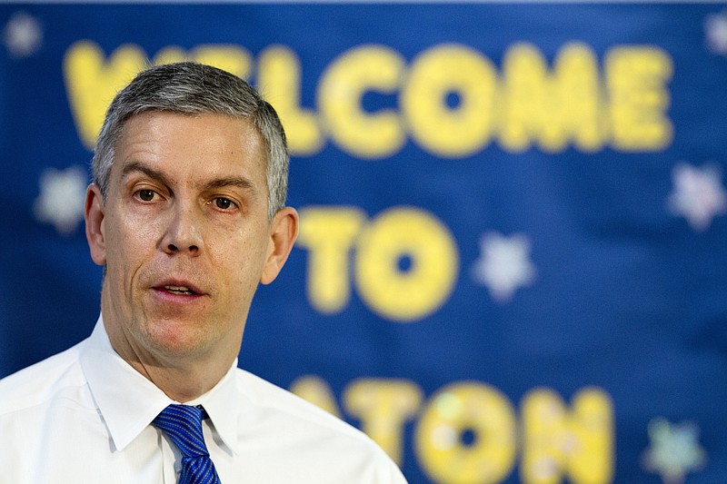 Education Secretary Arne Duncan speaks about the administration's priorities for education Monday, Jan. 12, 2015, at Seaton Elementary in Washington.