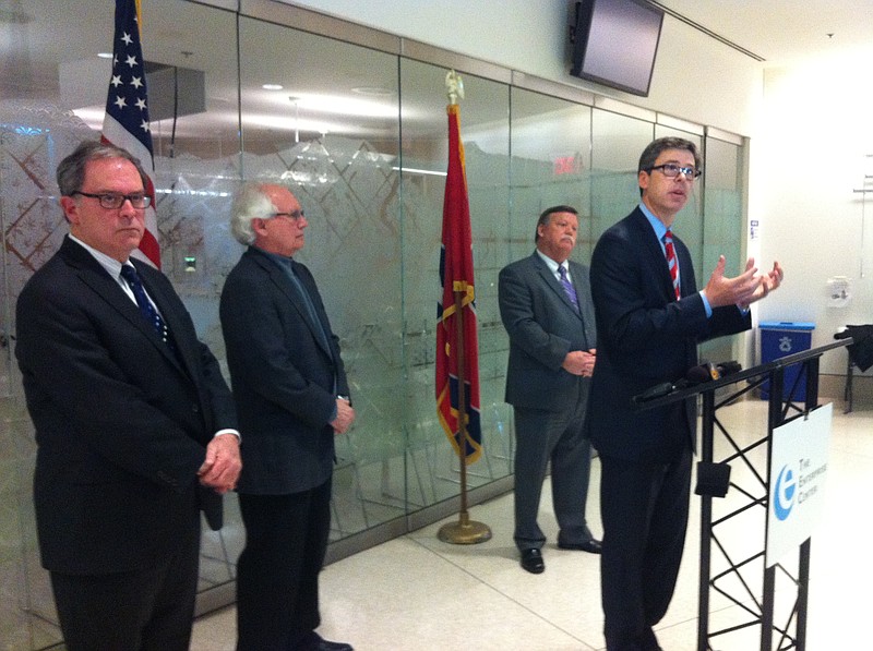 Mayor Andy Berke speaks during a press conference about the Chattanooga Innovation District at the Development Resource Center. 