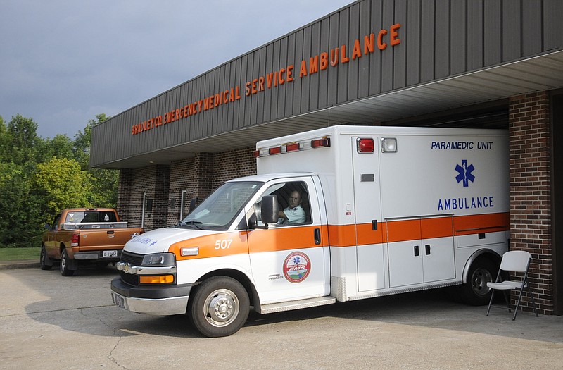 Bradley County, Tenn., ambulance is backed into Station 1 on Paul Huff Parkway. 