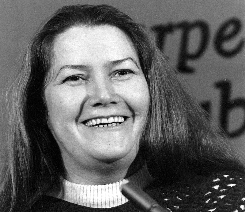 
              FILE - In this March 1, 1977 file photo, Australian author Colleen McCullough laughs during a news conference in New York. Australia's largest newspaper was facing sharp criticism over its obituary of the nation's most famous author, whom the paper described as plain and overweight. The Australian newspaper's obituary of Colleen McCullough, whose novel "The Thorn Birds" sold 30 million copies worldwide and who died on Thursday, Jan. 29, 2015 at age 77 after a long illness, opened not with a list of her myriad accomplishments, but with a description of her appearance. (AP Photo/File)
            