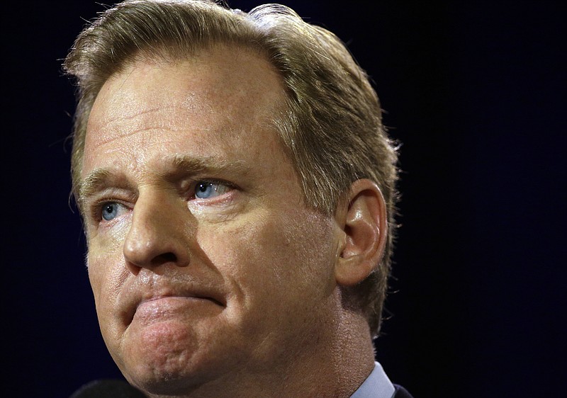 
              NFL Commissioner Roger Goodell participates in a news conference for NFL Super Bowl XLIX football game Friday, Jan. 30, 2015, in Phoenix. (AP Photo/David J. Phillip)
            