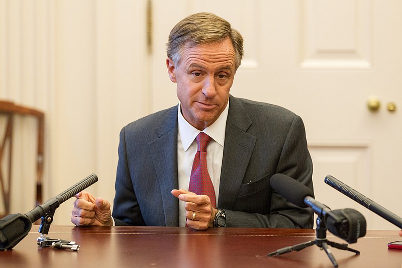 Republican Gov. Bill Haslam speaks to reporters in an office suite at the state Capitol in Nashville on Feb. 4. 2015, after the GOP-controlled Legislature defeated his Insure Tennessee proposal to extend health coverage to 280,000 low-income Tennesseans.